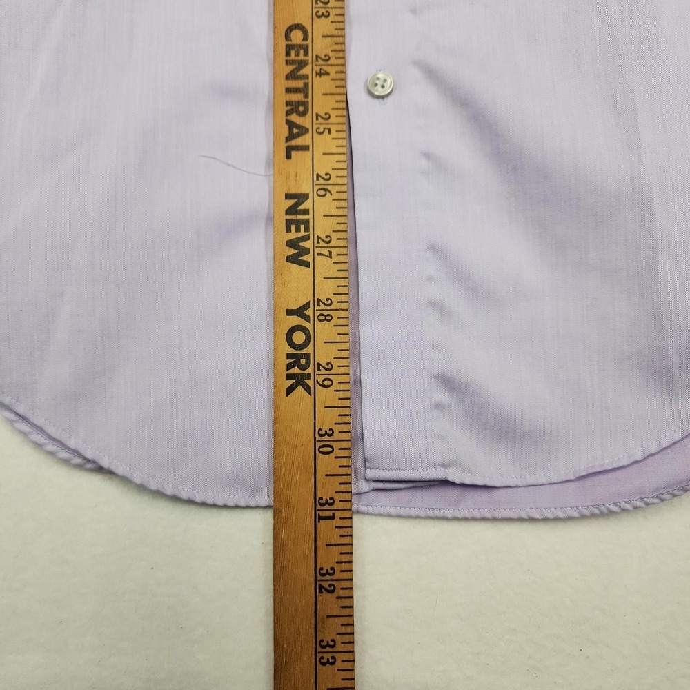 Calvin Klein Mens 15.5 32 33 Purple Herringbone Slim Fit Non Iron Dress Shirt - Picture 9 of 10